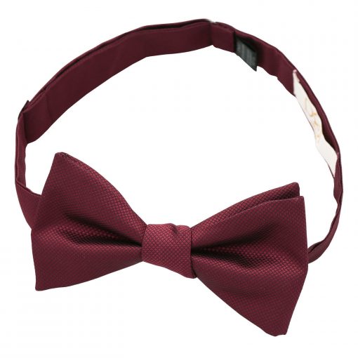 Burgundy Solid Check Self Tie Bow Tie