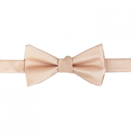 Champagne Solid Check Self Tie Bow Tie