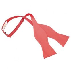 Coral Solid Check Self Tie Bow Tie