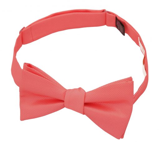 Coral Solid Check Self Tie Bow Tie