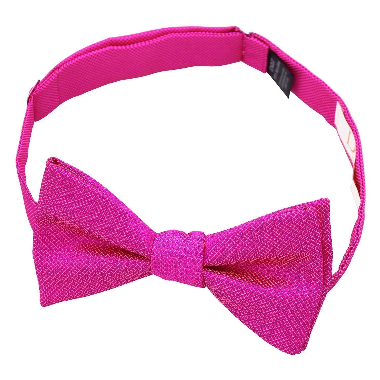 Fuchsia Pink Solid Check Self Tie Bow Tie Fuchsia Pink Solid Check Self Tie Bow Tie