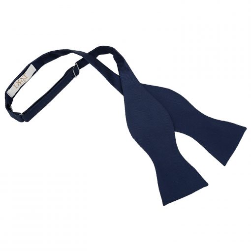 Navy Blue Solid Check Self Tie Thistle Bow Tie