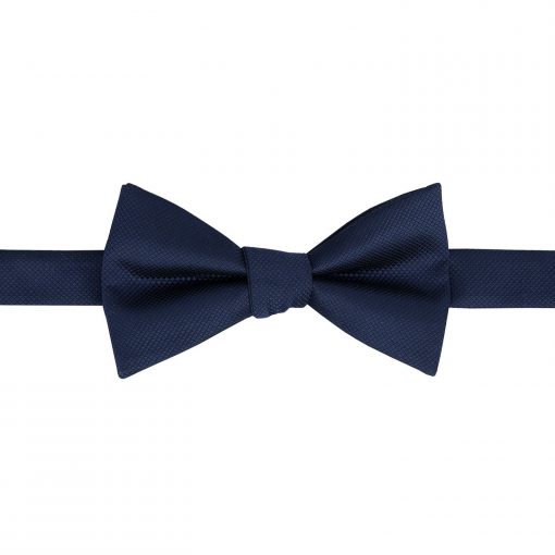 Navy Blue Solid Check Self Tie Bow Tie