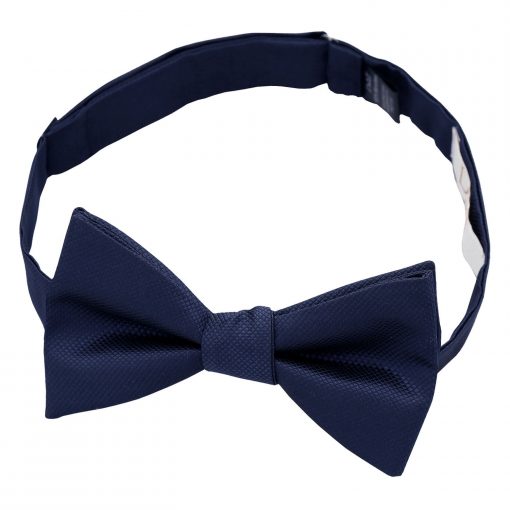 Navy Blue Solid Check Self Tie Thistle Bow Tie