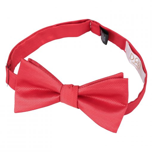 Red Solid Check Self Tie Bow Tie