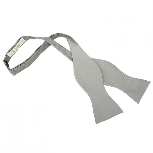 Silver Solid Check Self Tie Thistle Bow Tie