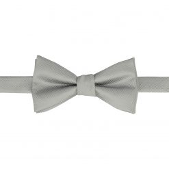 Silver Solid Check Self Tie Thistle Bow Tie