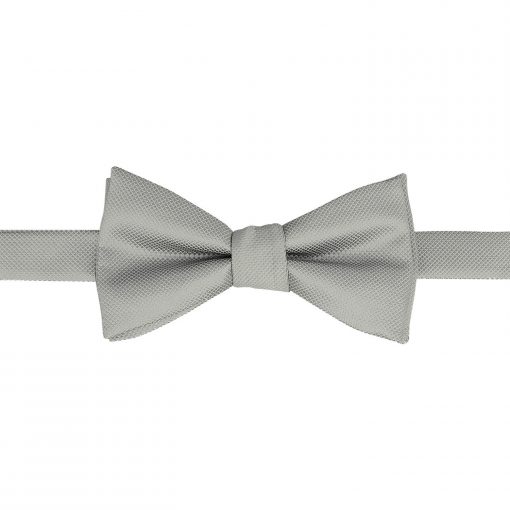 Silver Solid Check Self Tie Bow Tie