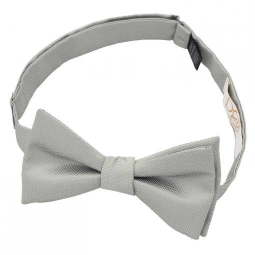 Silver Solid Check Self Tie Bow Tie