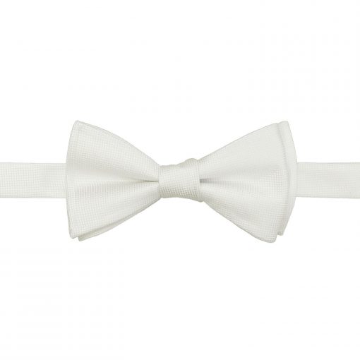 White Solid Check Self Tie Bow Tie