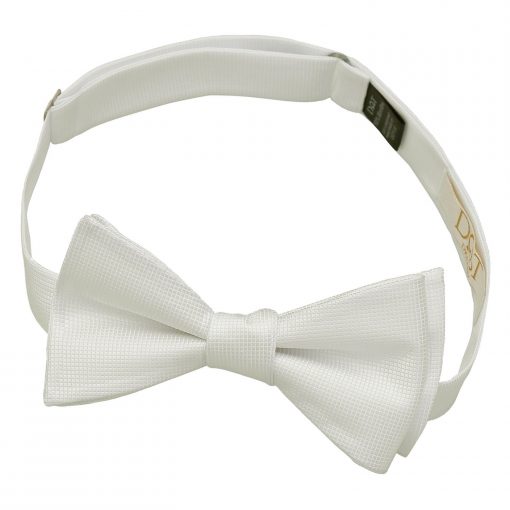 White Solid Check Self Tie Bow Tie