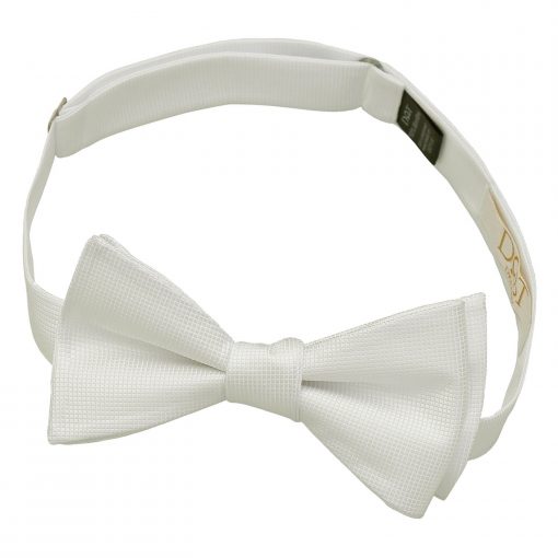 White Solid Check Self Tie Thistle Bow Tie