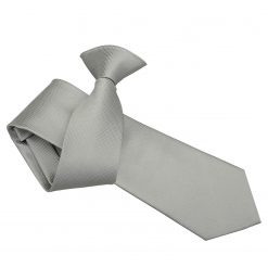 Silver Solid Check Clip On Slim Tie