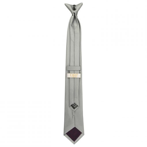 Silver Solid Check Clip On Slim Tie