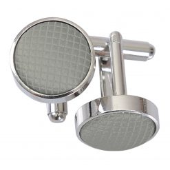 Silver Solid Check Silver Plated Cufflinks