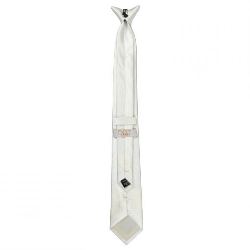 White Solid Check Clip On Slim Tie