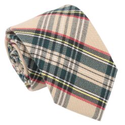 Beige Tartan Plaid Modern Classic Tie