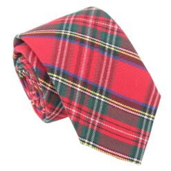 Red Royal Stewart Tartan Plaid Modern Classic Tie