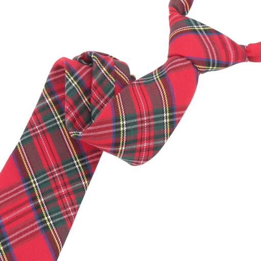 Red Royal Stewart Tartan Plaid Tie