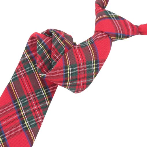 Red Royal Stewart Tartan Plaid Modern Classic Tie