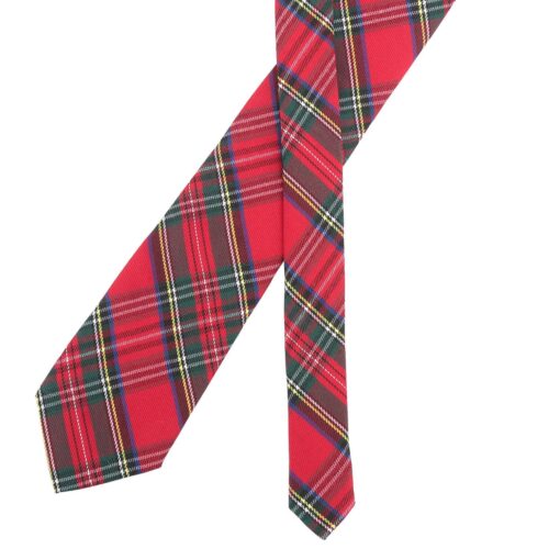 Red Royal Stewart Tartan Plaid Modern Classic Tie