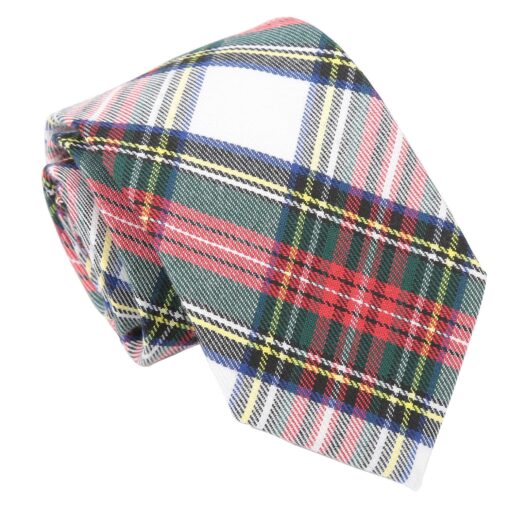 White Tartan Plaid Tie