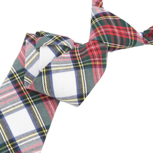 White Tartan Plaid Tie