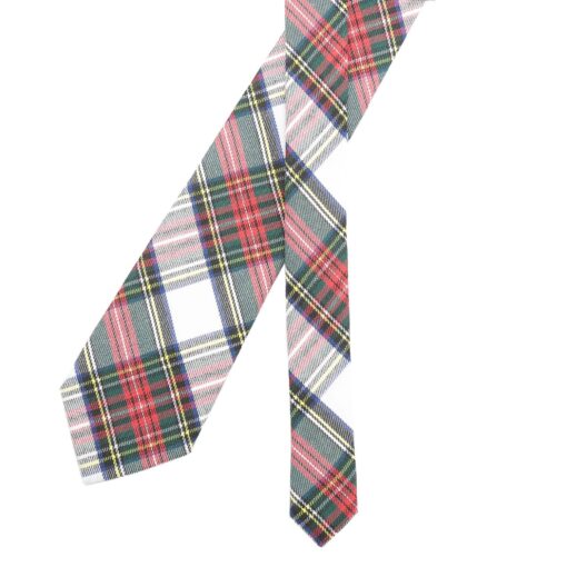 White Tartan Plaid Tie
