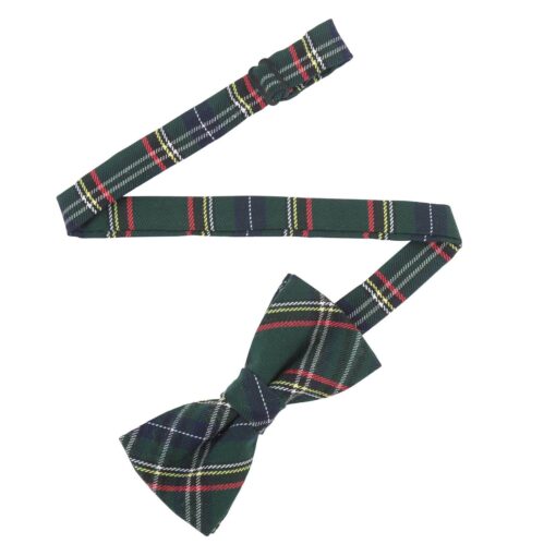 Green Tartan Plaid Pre-Tied Thistle Bow Tie