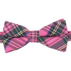 Pink Tartan Plaid Pre-Tied Thistle Bow Tie