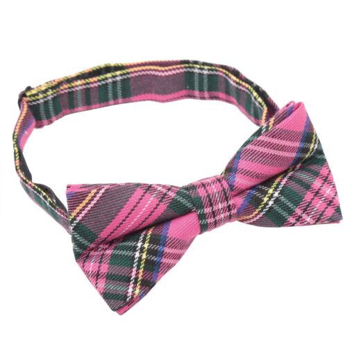 Pink Tartan Plaid Pre-Tied Bow Tie