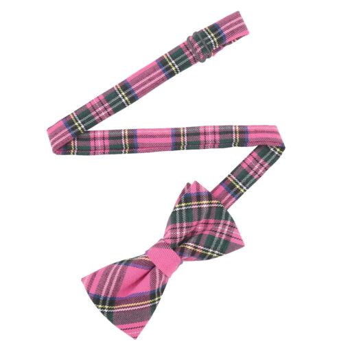 Pink Tartan Plaid Pre-Tied Bow Tie