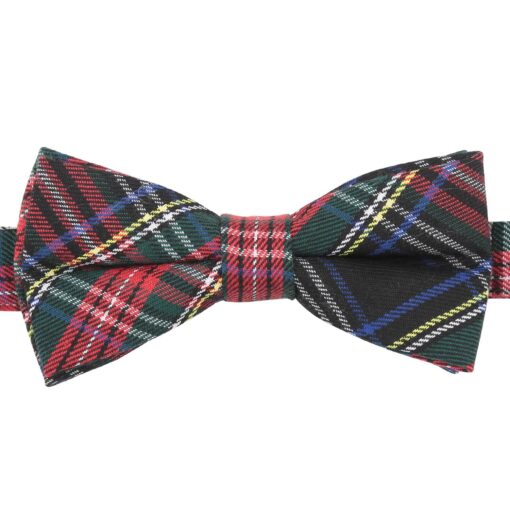 Red & Green Tartan Plaid Pre-Tied Thistle Bow Tie