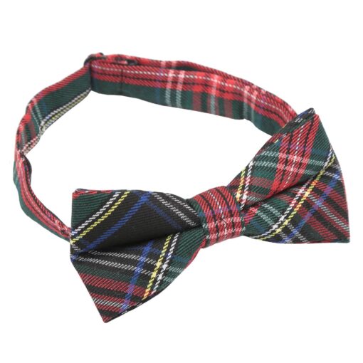 Red & Green Tartan Plaid Pre-Tied Thistle Bow Tie