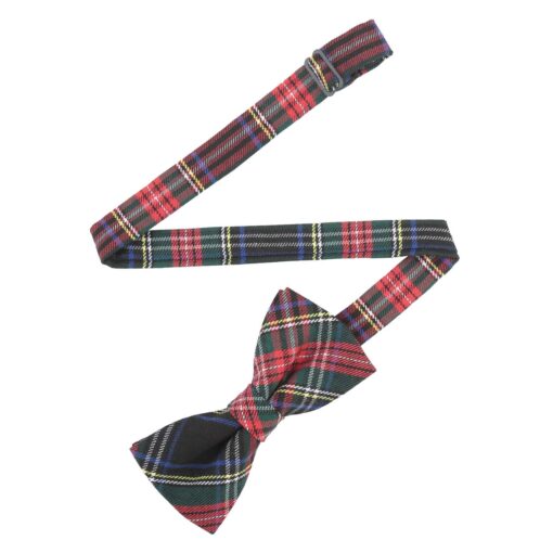 Red & Green Tartan Plaid Pre-Tied Thistle Bow Tie