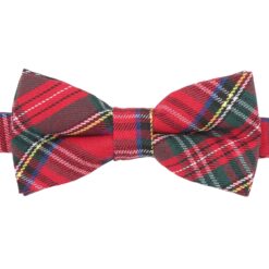 Red Royal Stewart Tartan Plaid Pre-Tied Thistle Bow Tie