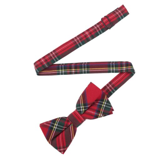 Red Royal Stewart Tartan Plaid Pre-Tied Bow Tie