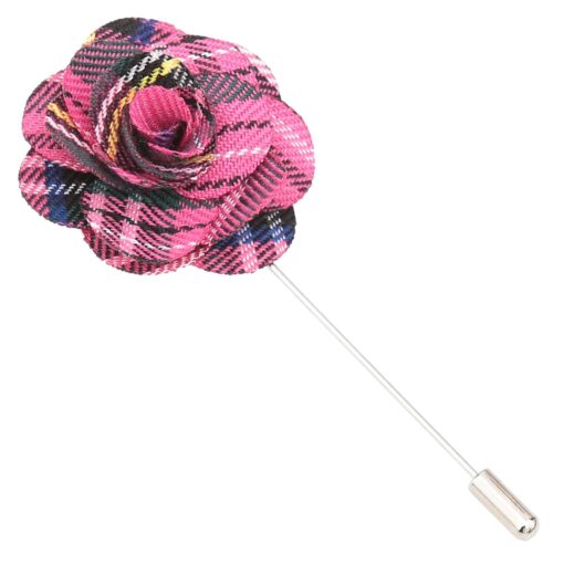 Pink Tartan Plaid Lapel Pin