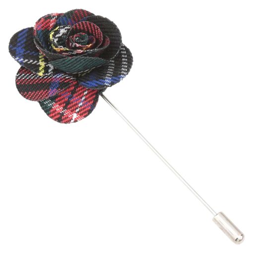 Red & Green Tartan Plaid Lapel Pin