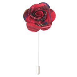 Red Royal Stewart Tartan Plaid Lapel Pin