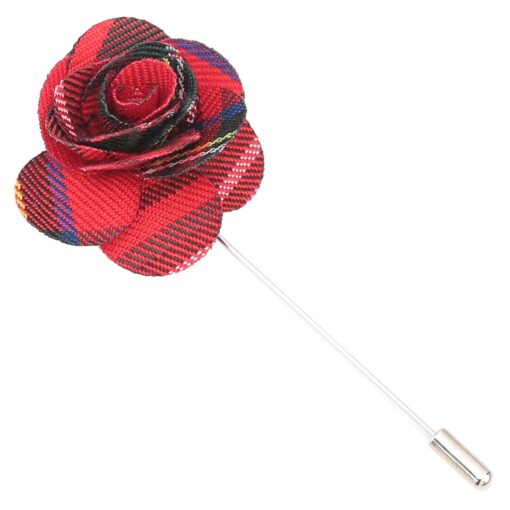 Red Royal Stewart Tartan Plaid Lapel Pin