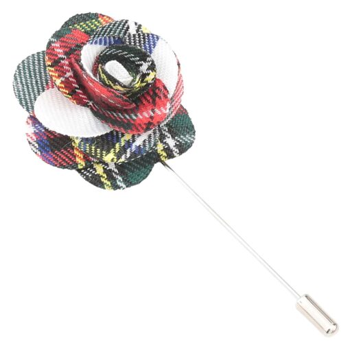 White Tartan Plaid Lapel Pin