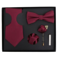 Aubergine Purple Plain Twill Tie 5pc Gift Box Set