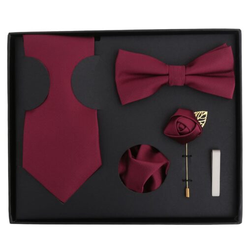 Aubergine Purple Plain Twill Tie 5pc Gift Box Set