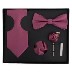 Aubergine Purple Plain Twill Tie 5pc Gift Box Set