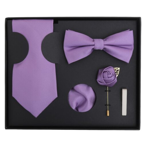 Aubergine Purple Plain Twill Tie 5pc Gift Box Set