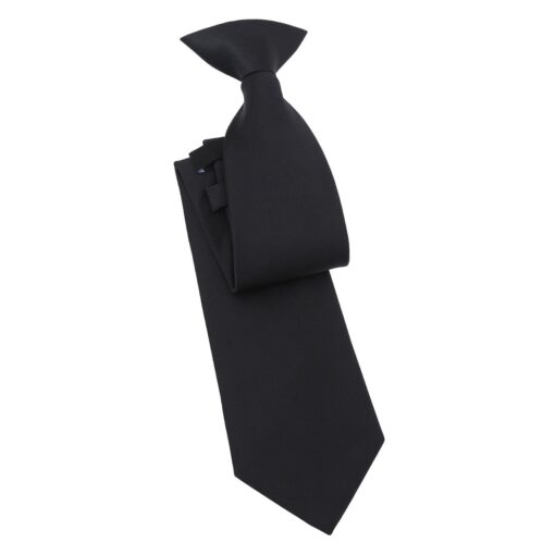 Black Plain Twill Clip On Tie