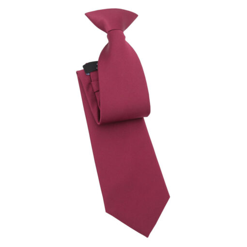 Burgundy Plain Twill Clip On Tie