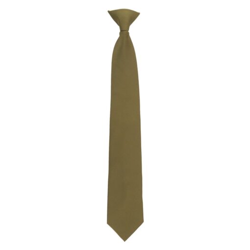 Olive Green Plain Twill Clip On Tie