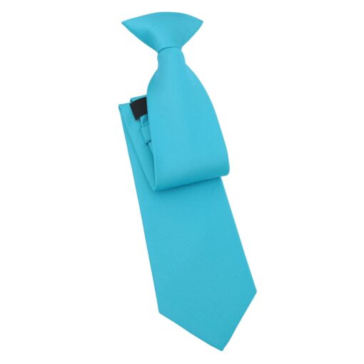 Robin's Egg Blue Plain Twill Clip On Tie